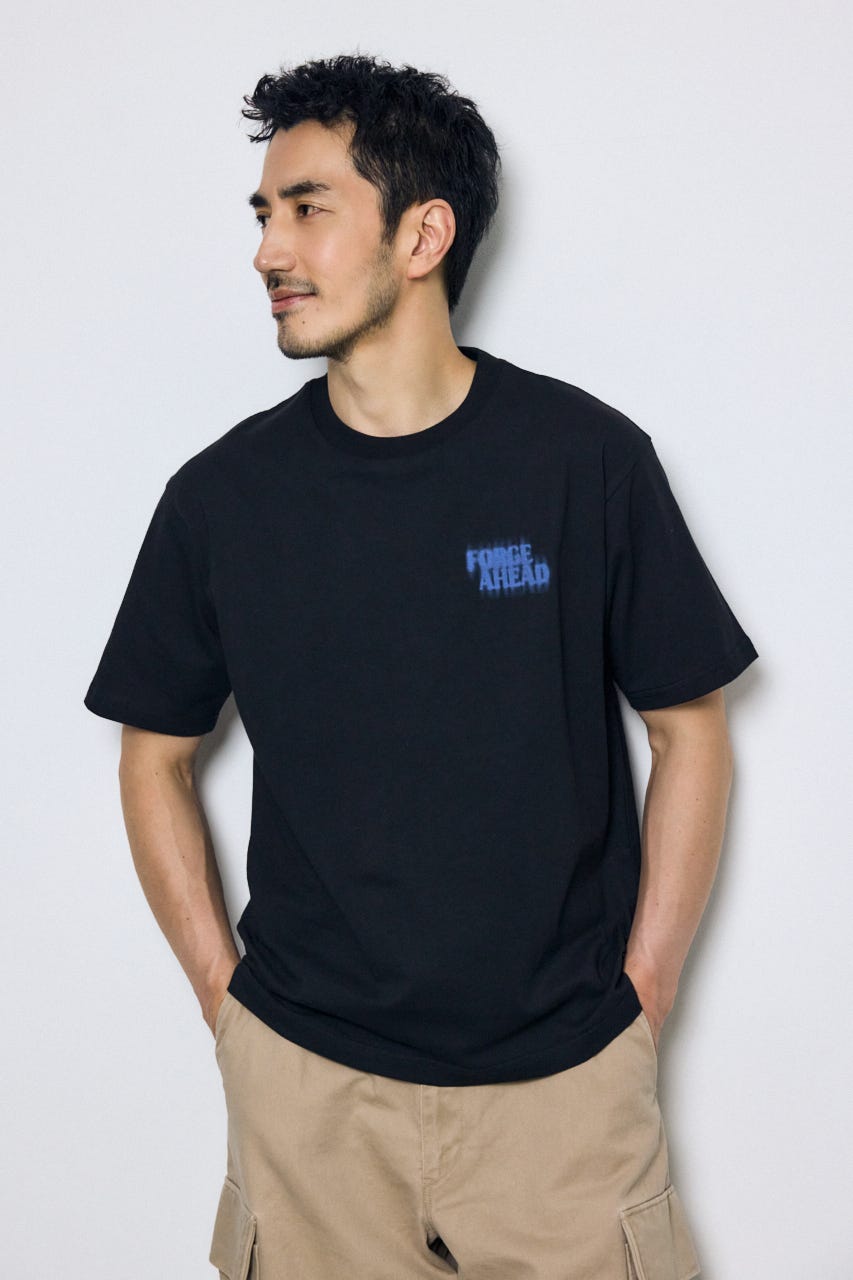 ぼかしバックプリントTEE BLK L