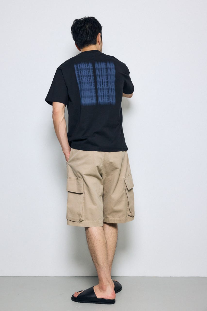 ぼかしバックプリントTEE BLK L