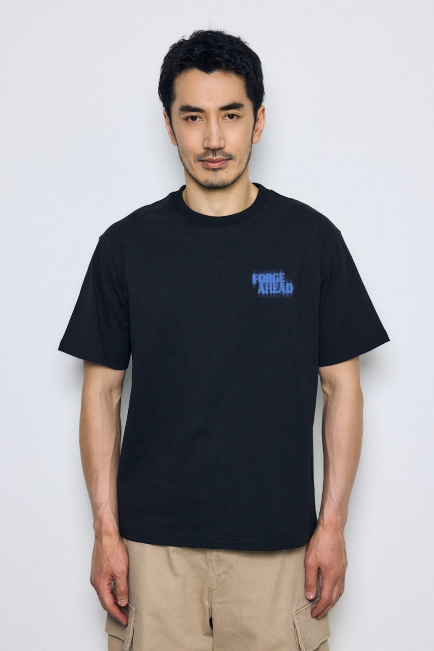 ぼかしバックプリントTEE BLK L