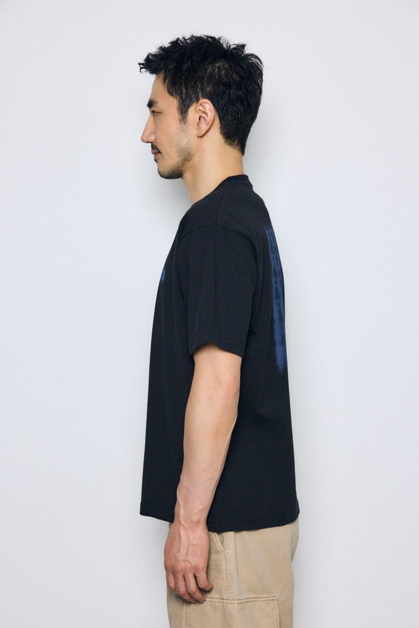 ぼかしバックプリントTEE BLK L
