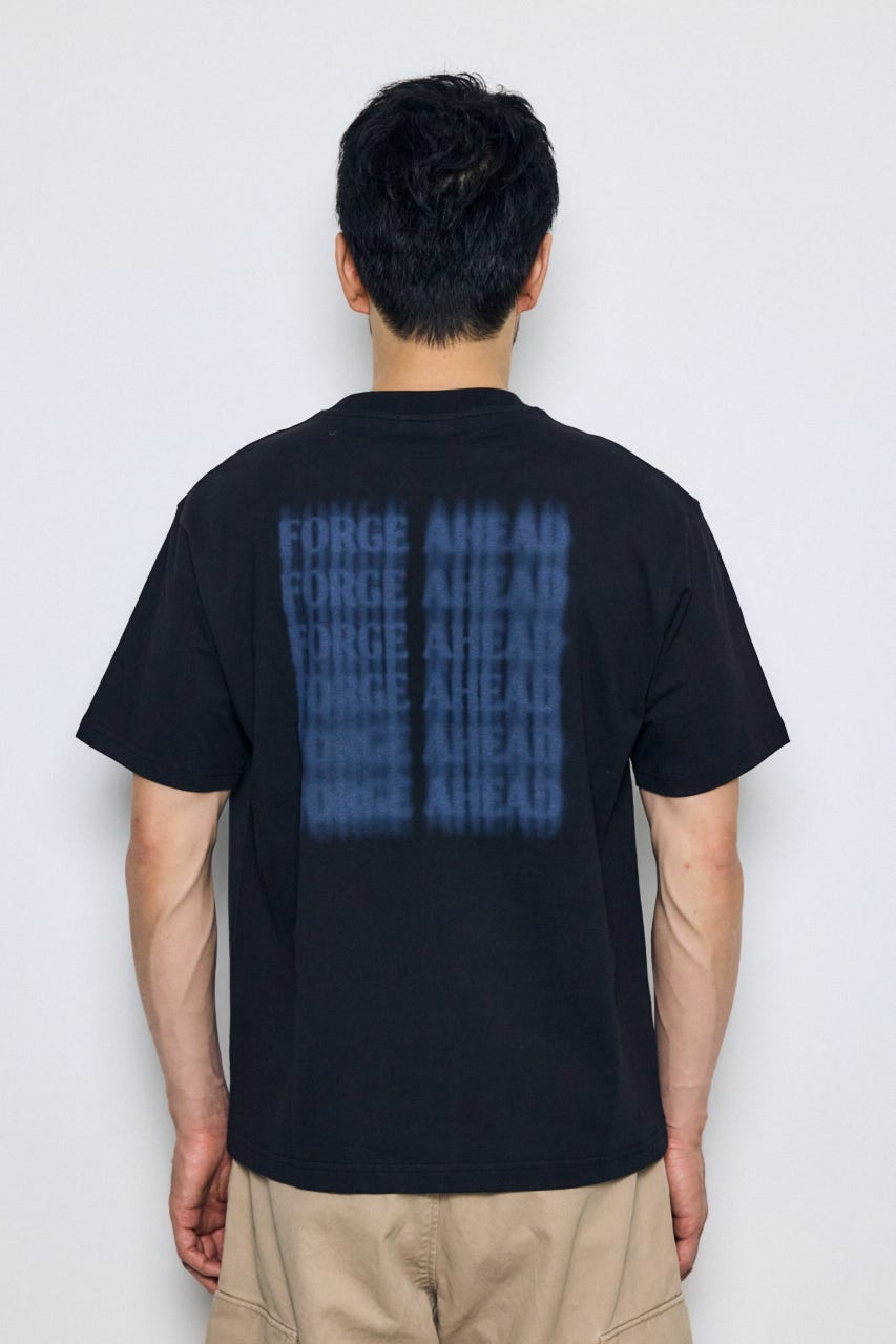 ぼかしバックプリントTEE BLK L