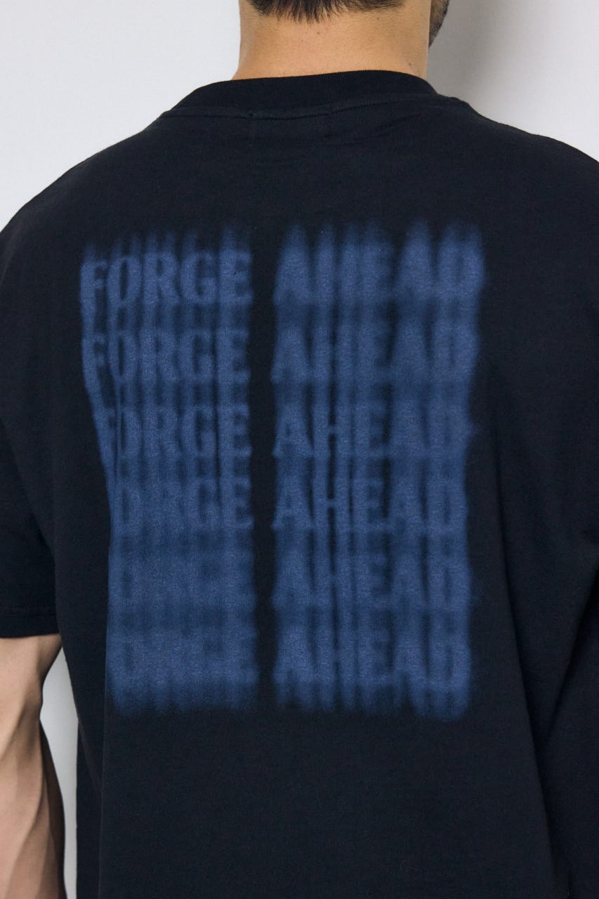 ぼかしバックプリントTEE BLK L