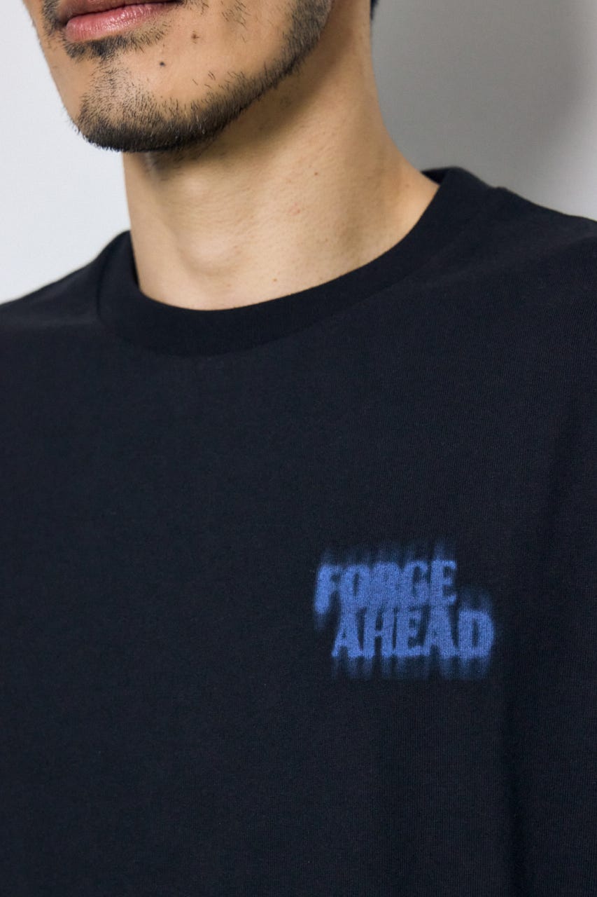 ぼかしバックプリントTEE BLK L