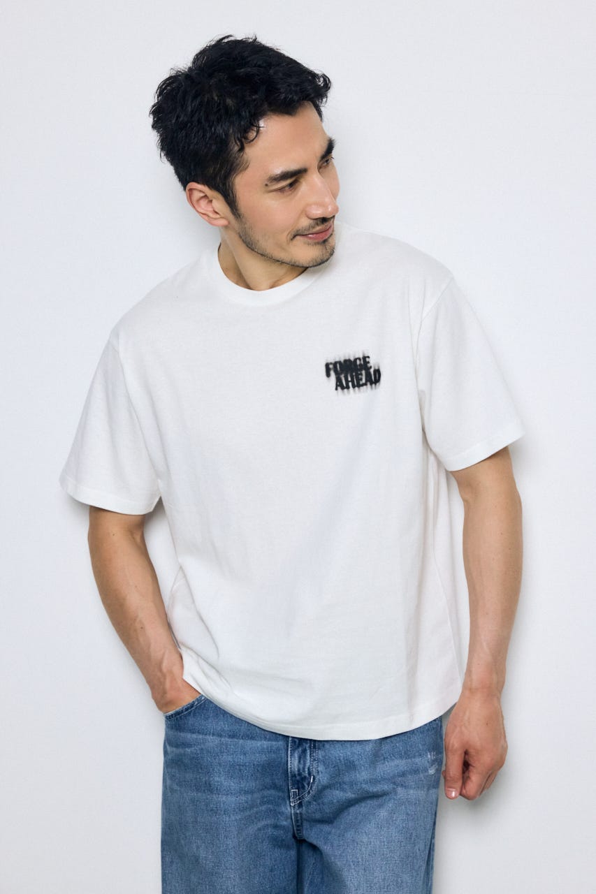 ぼかしバックプリントTEE WHT L