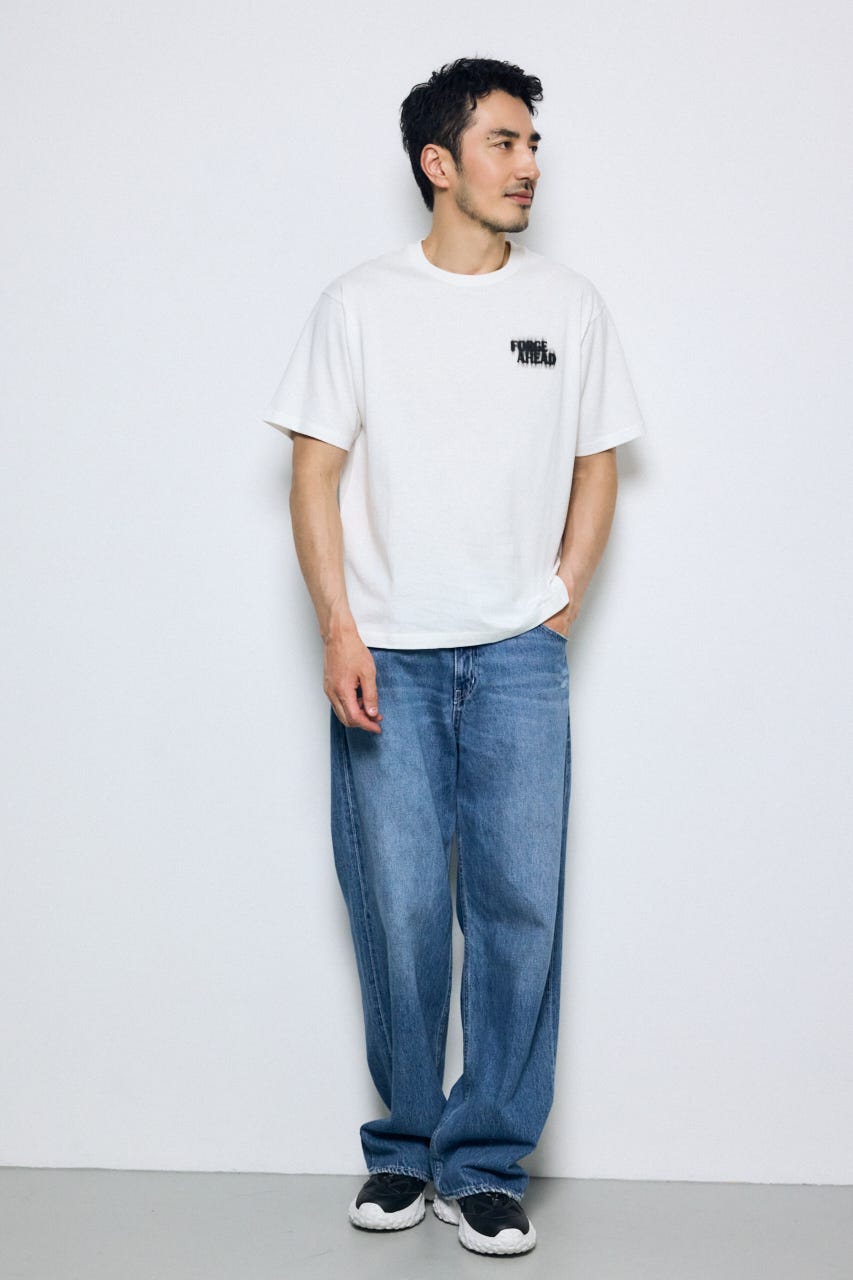 ぼかしバックプリントTEE WHT L