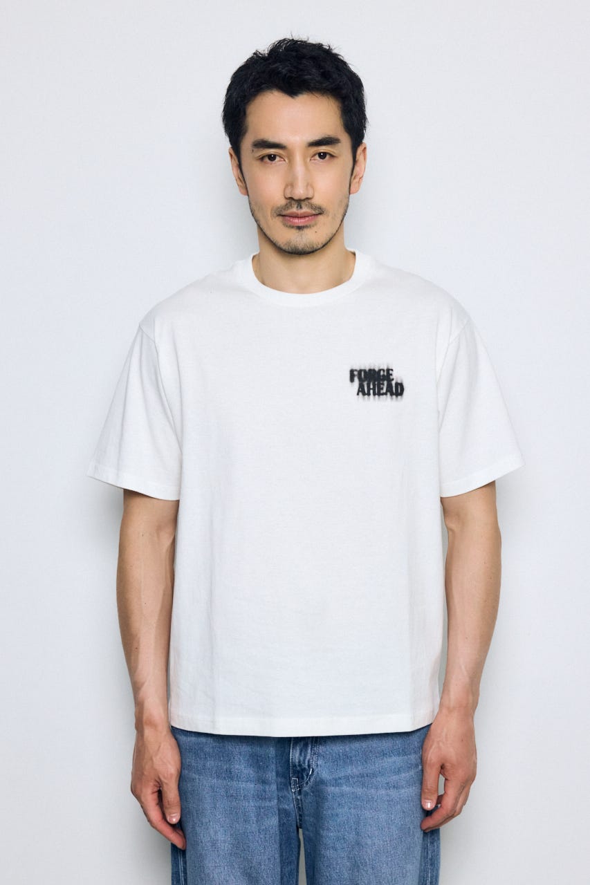 ぼかしバックプリントTEE WHT L