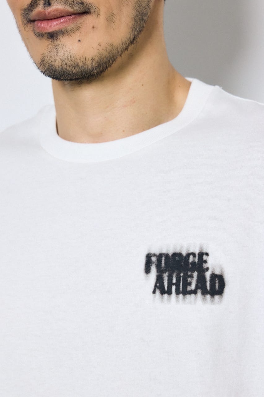 ぼかしバックプリントTEE WHT L