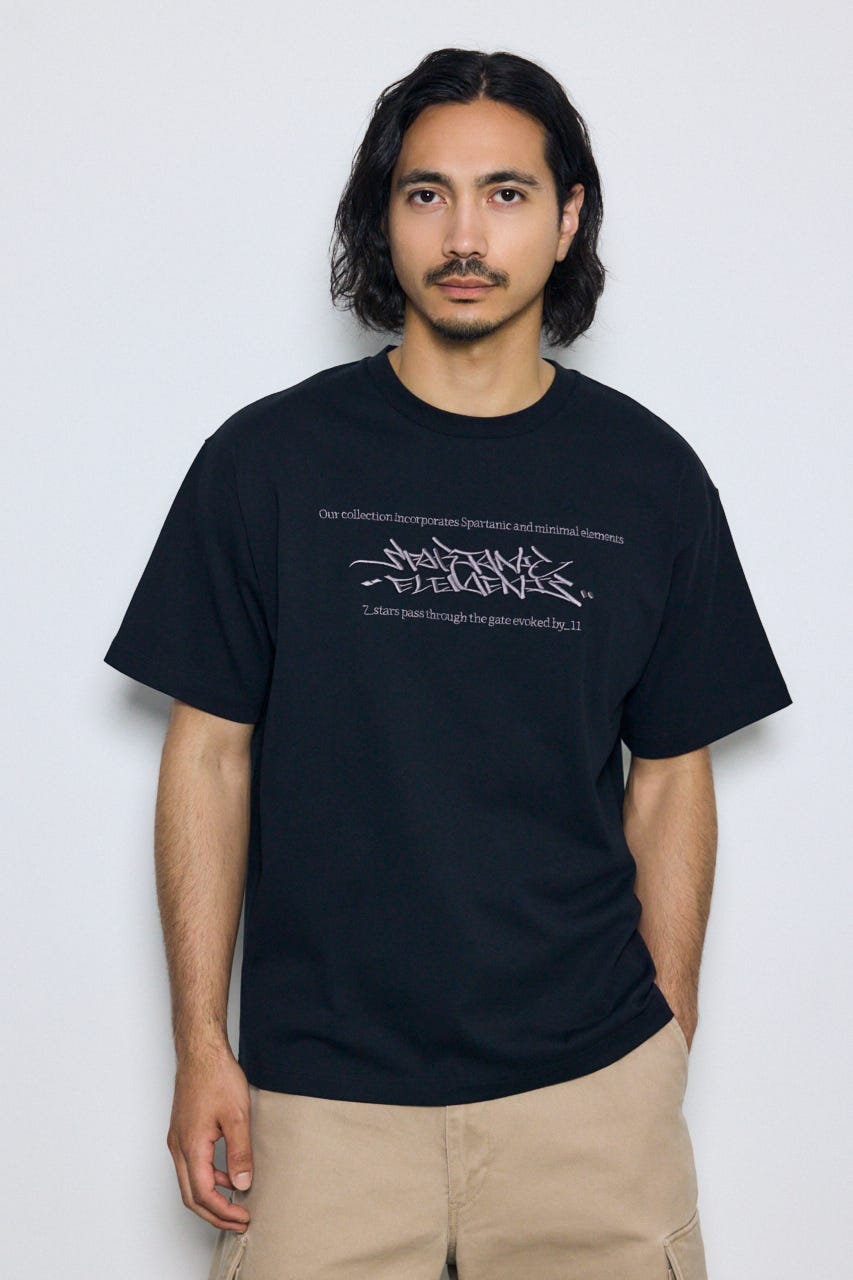 エンブロイダリーロゴTシャツ BLK L