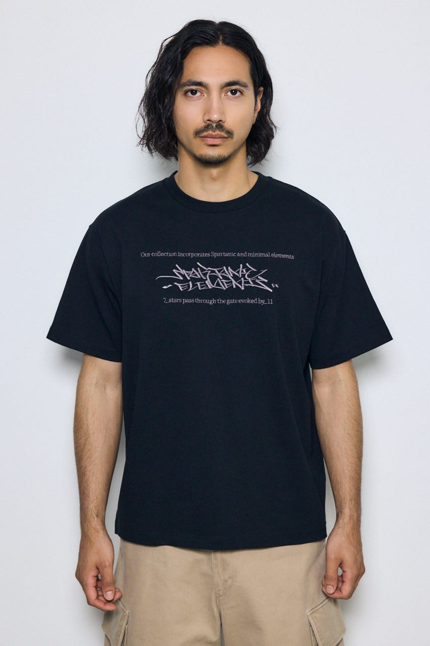 エンブロイダリーロゴTシャツ BLK L