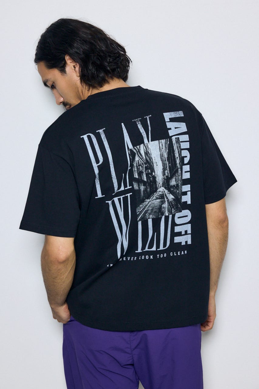 バーティカルグラフィックTシャツ BLK M