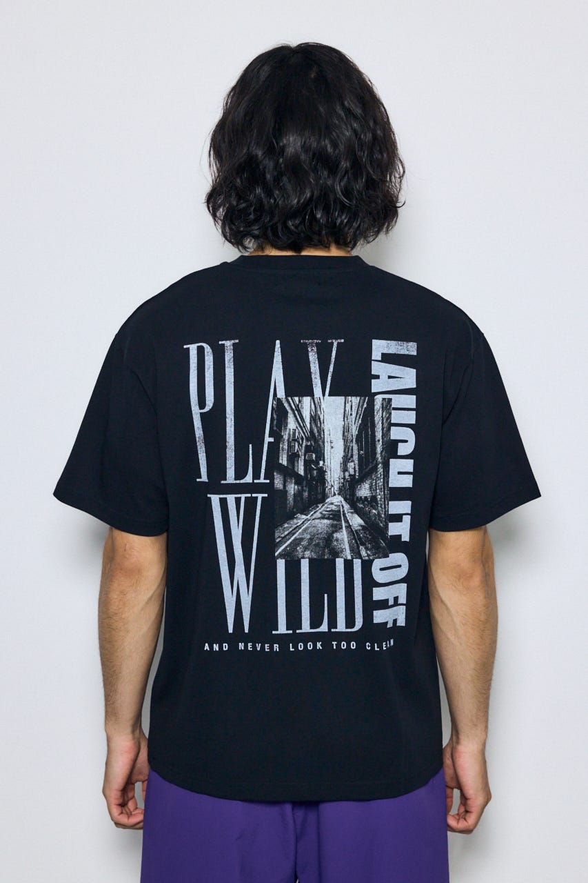 バーティカルグラフィックTシャツ BLK M
