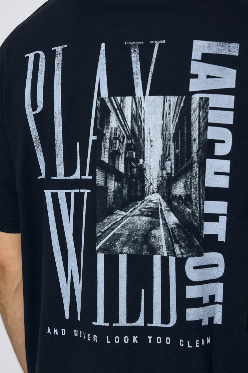 バーティカルグラフィックTシャツ BLK M