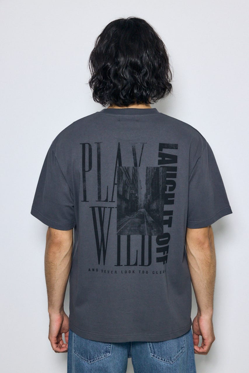 バーティカルグラフィックTシャツ GRY L