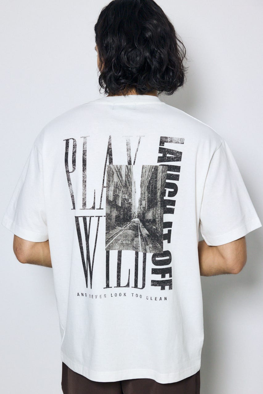 バーティカルグラフィックTシャツ WHT S