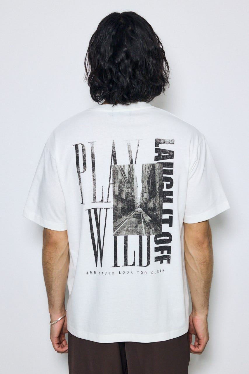 バーティカルグラフィックTシャツ WHT S