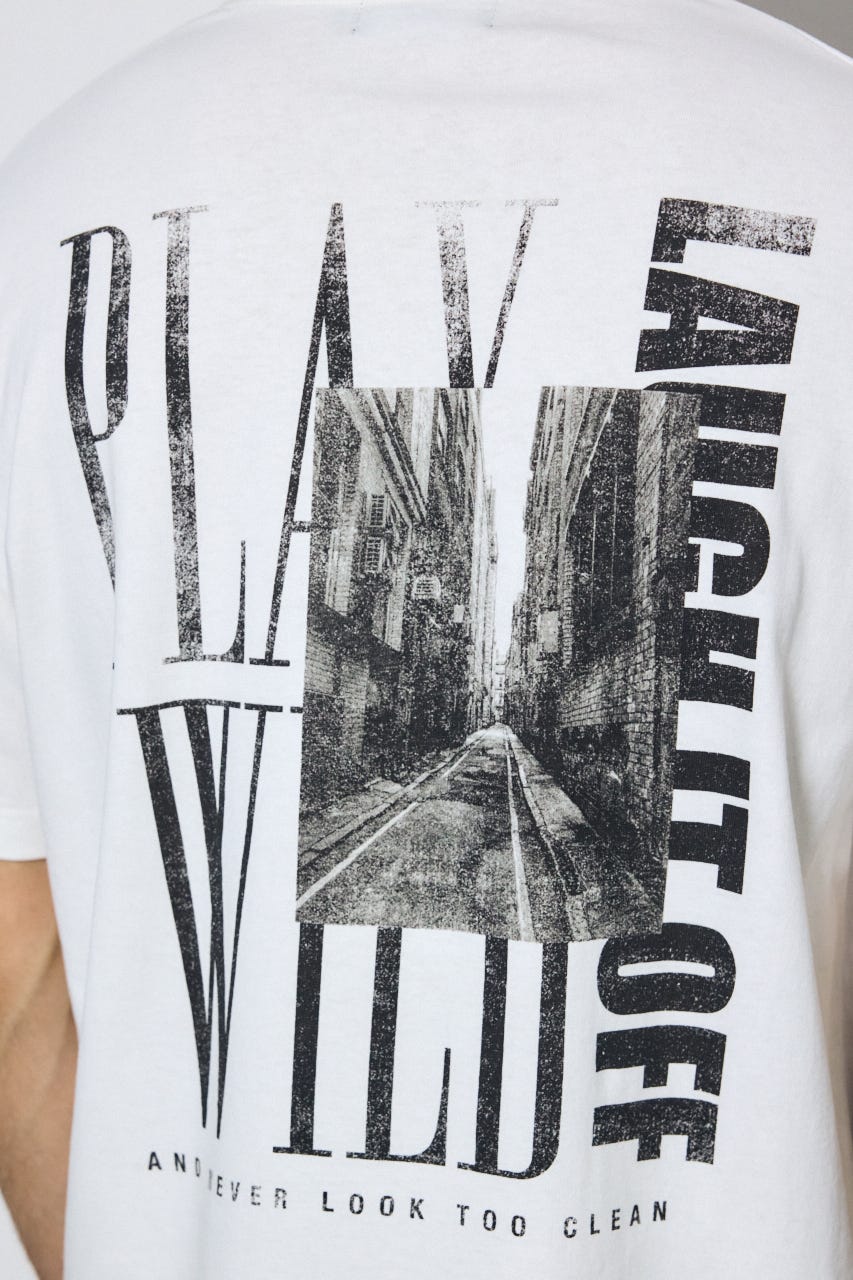 バーティカルグラフィックTシャツ WHT S
