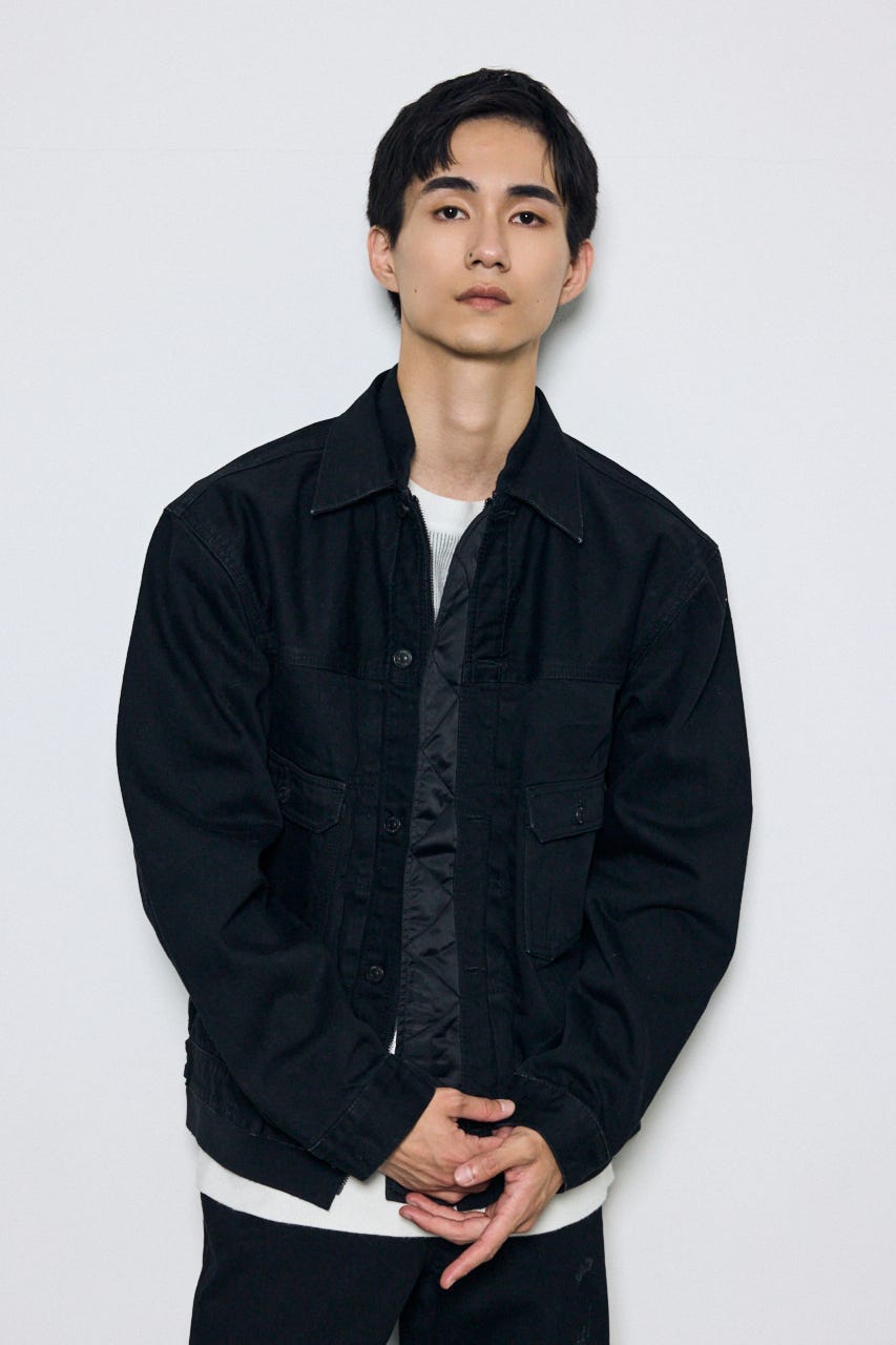 異素材デニムジャケット BLK M