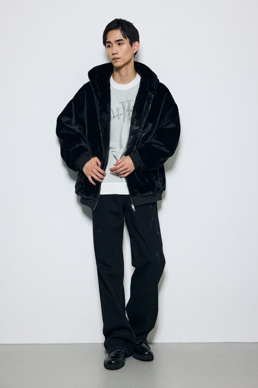 AZUL DENIM ダメージワイドデニム BLK M