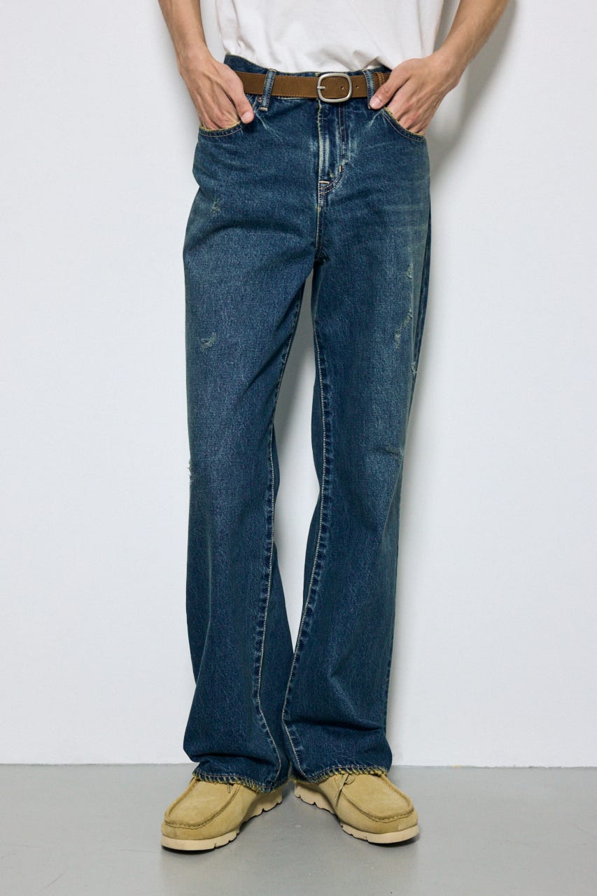 AZUL DENIM ダメージワイドデニム BLU L
