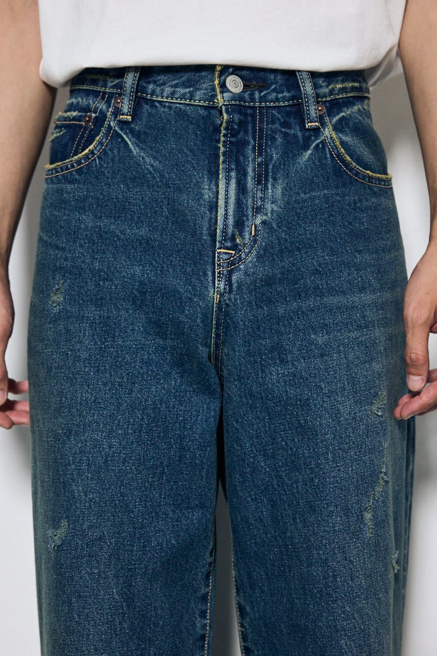 AZUL DENIM ダメージワイドデニム BLU L