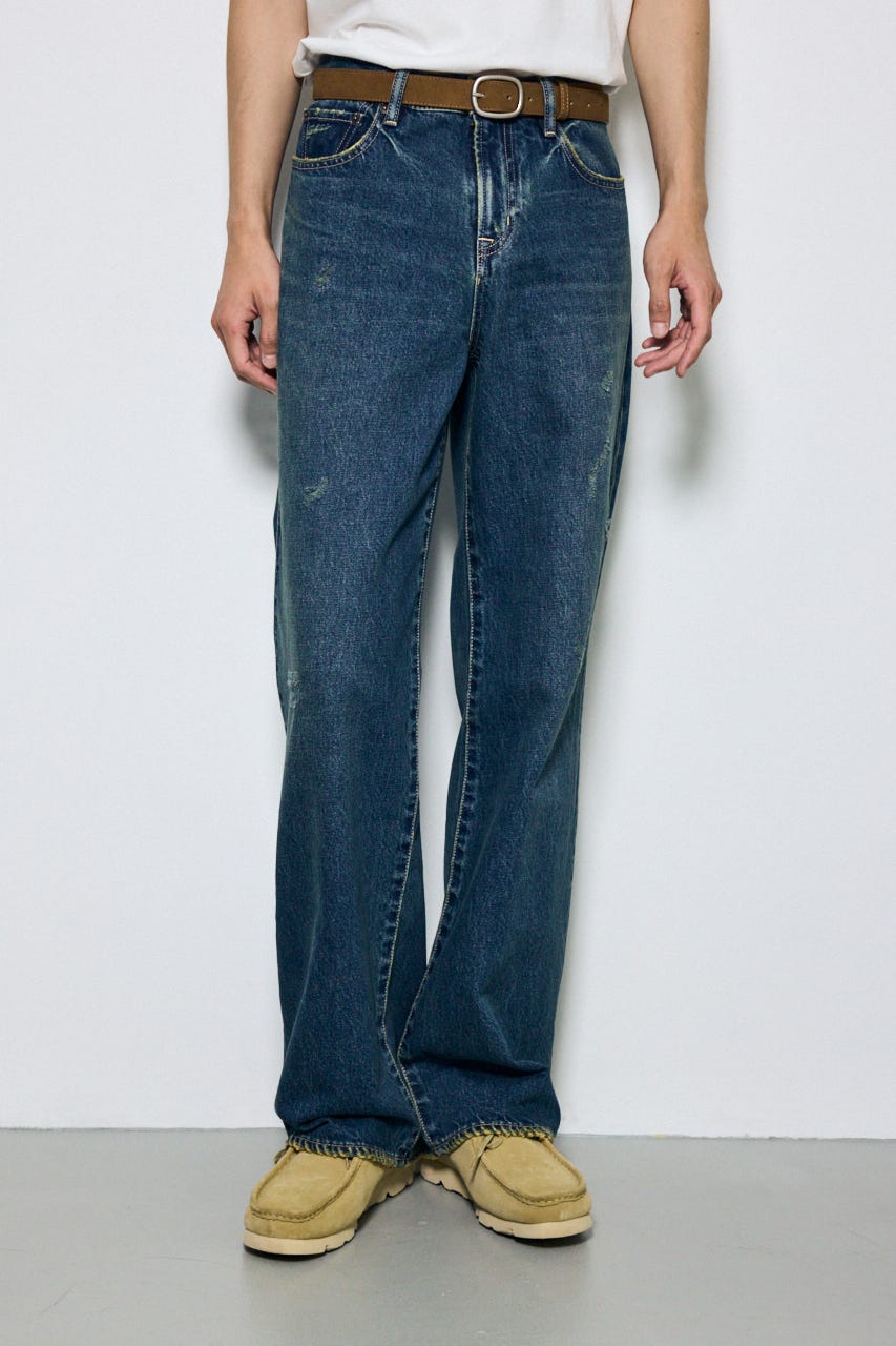 AZUL DENIM ダメージワイドデニム BLU L