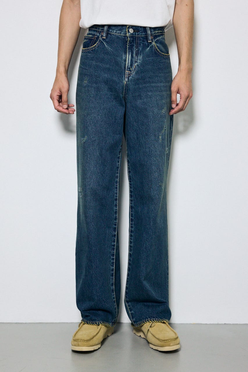 AZUL DENIM ダメージワイドデニム BLU L