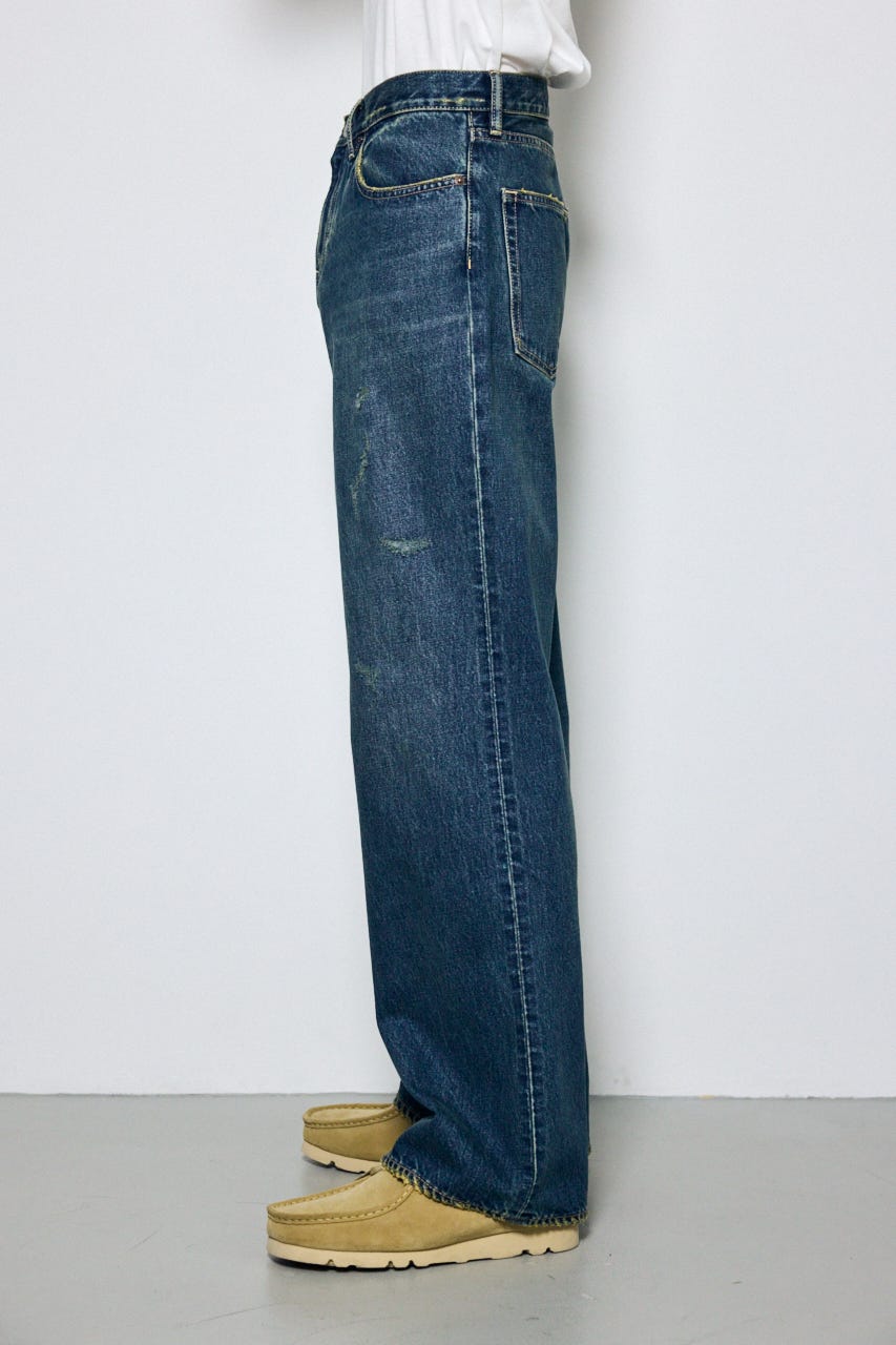 AZUL DENIM ダメージワイドデニム BLU L