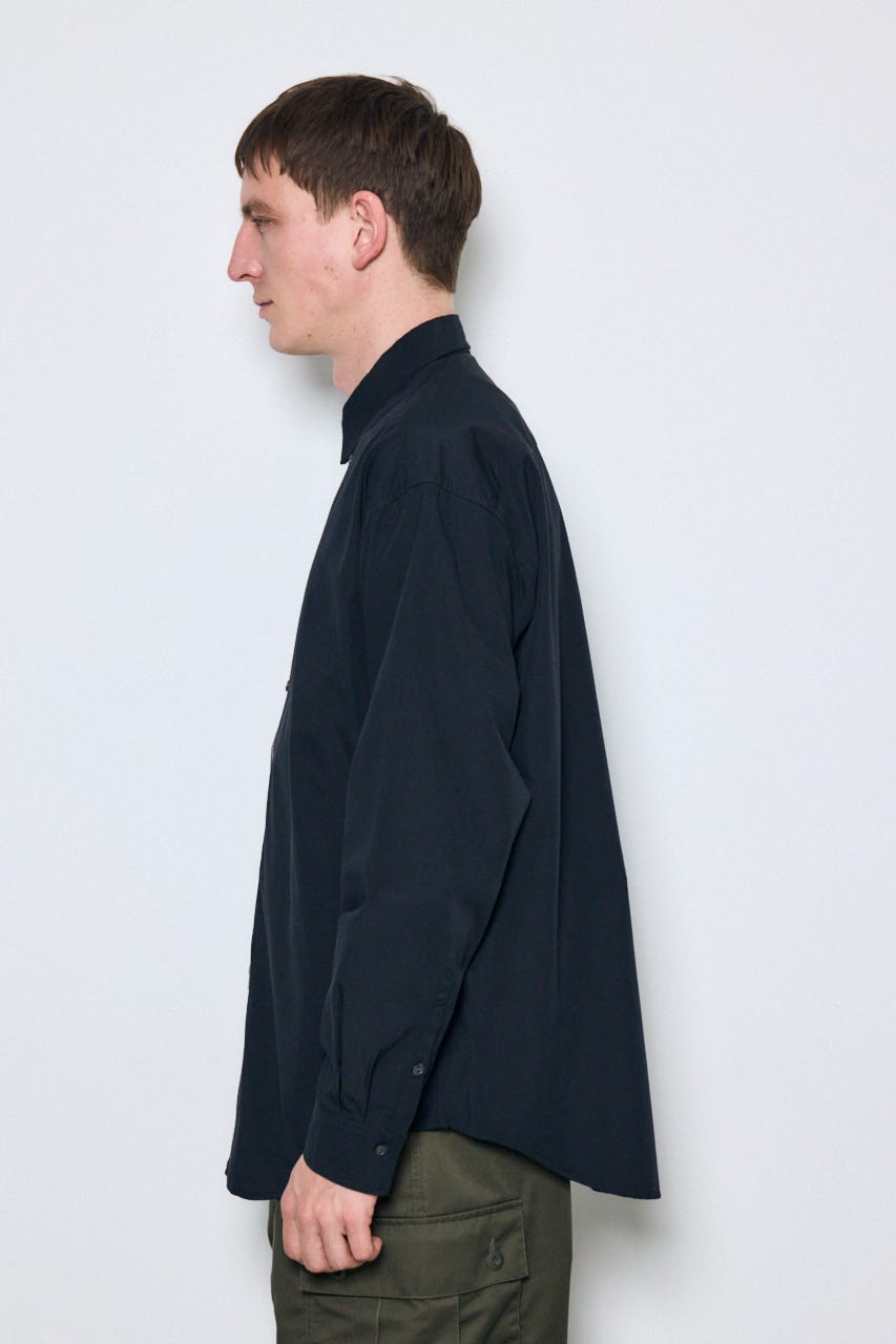 ジップアップ長袖シャツ BLK M