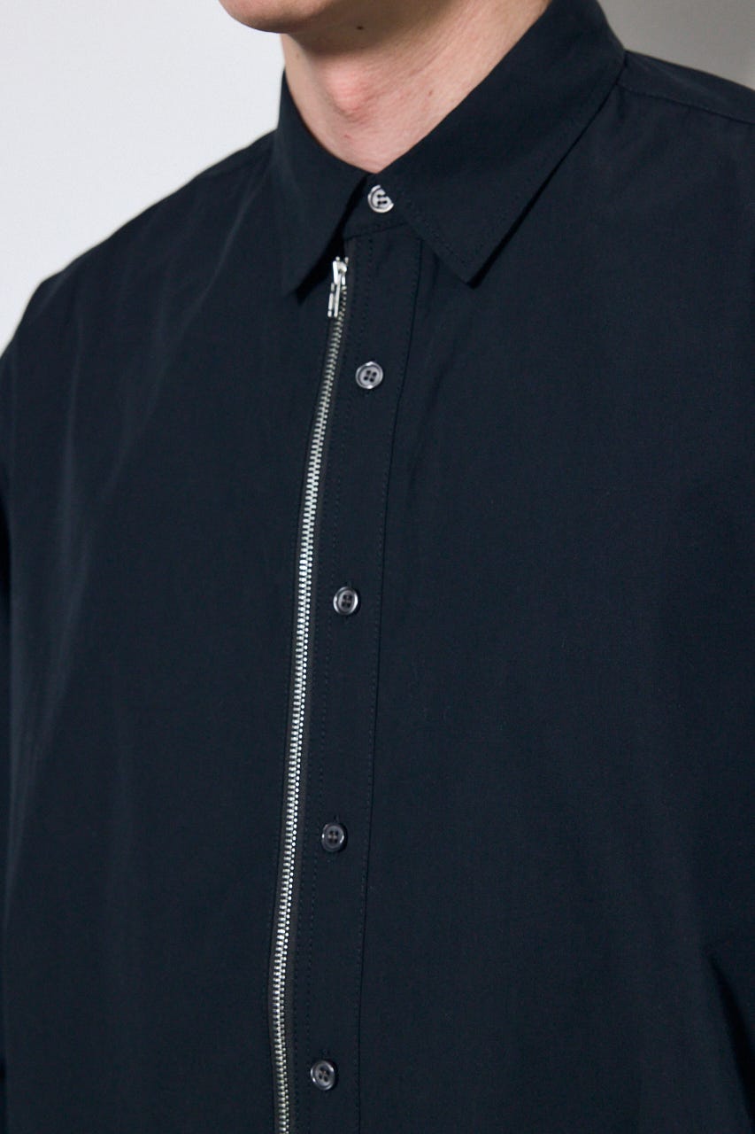 ジップアップ長袖シャツ BLK M