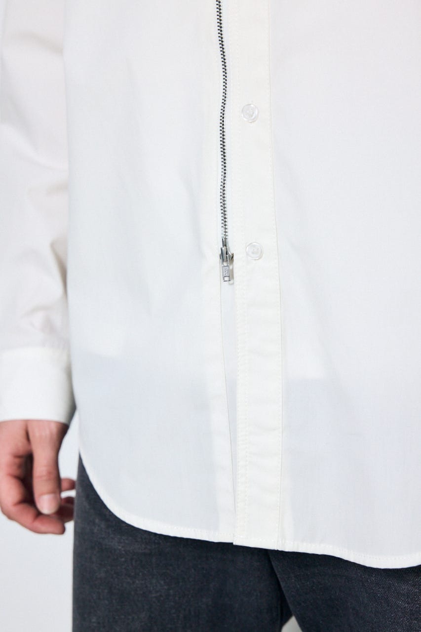 ジップアップ長袖シャツ WHT M
