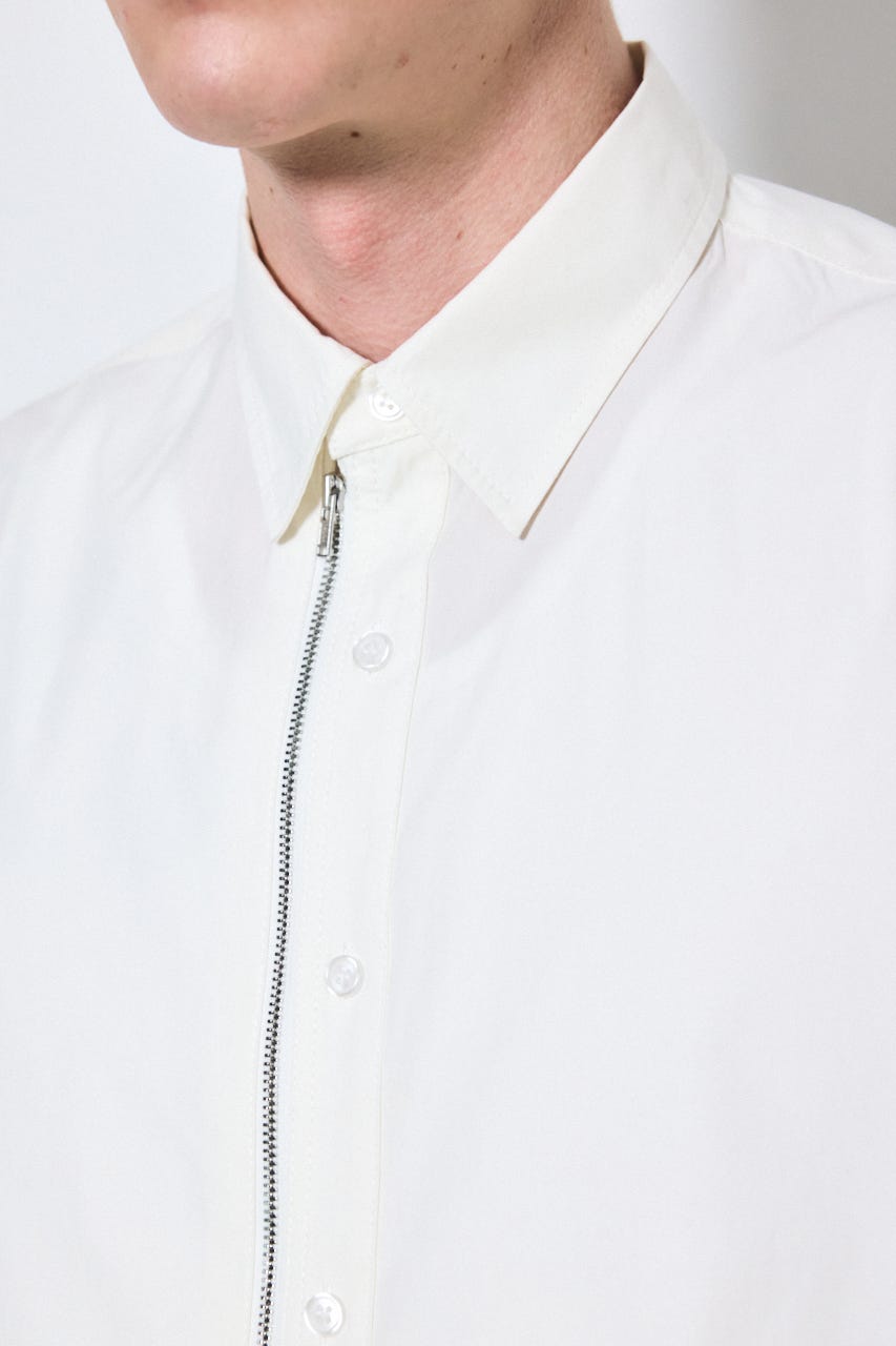 ジップアップ長袖シャツ WHT M