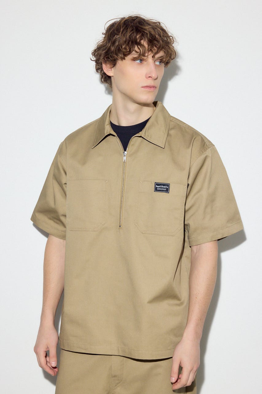 【SS先行アイテム】ハーフジップワークシャツ BEG L