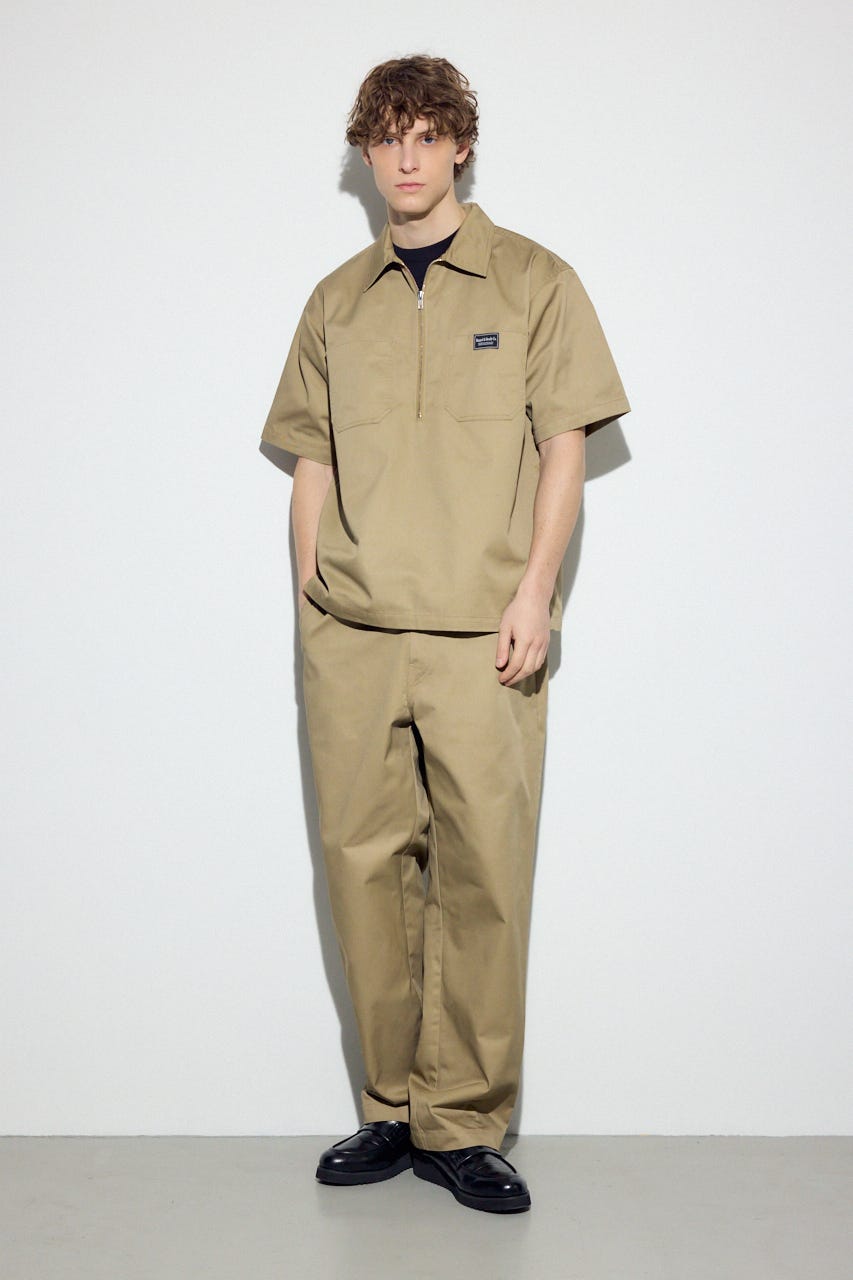 【SS先行アイテム】ハーフジップワークシャツ BEG L