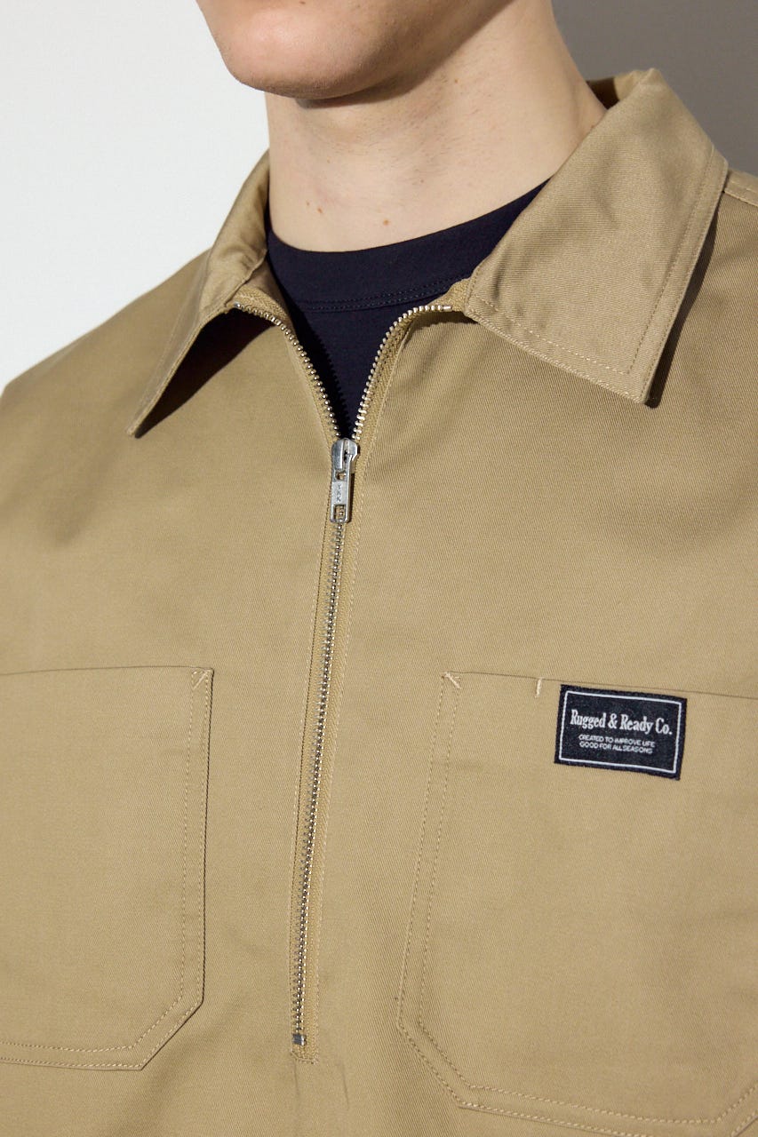 【SS先行アイテム】ハーフジップワークシャツ BEG L