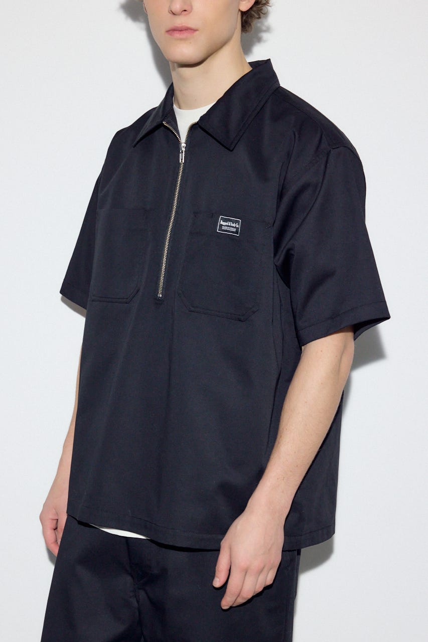 【SS先行アイテム】ハーフジップワークシャツ BLK L