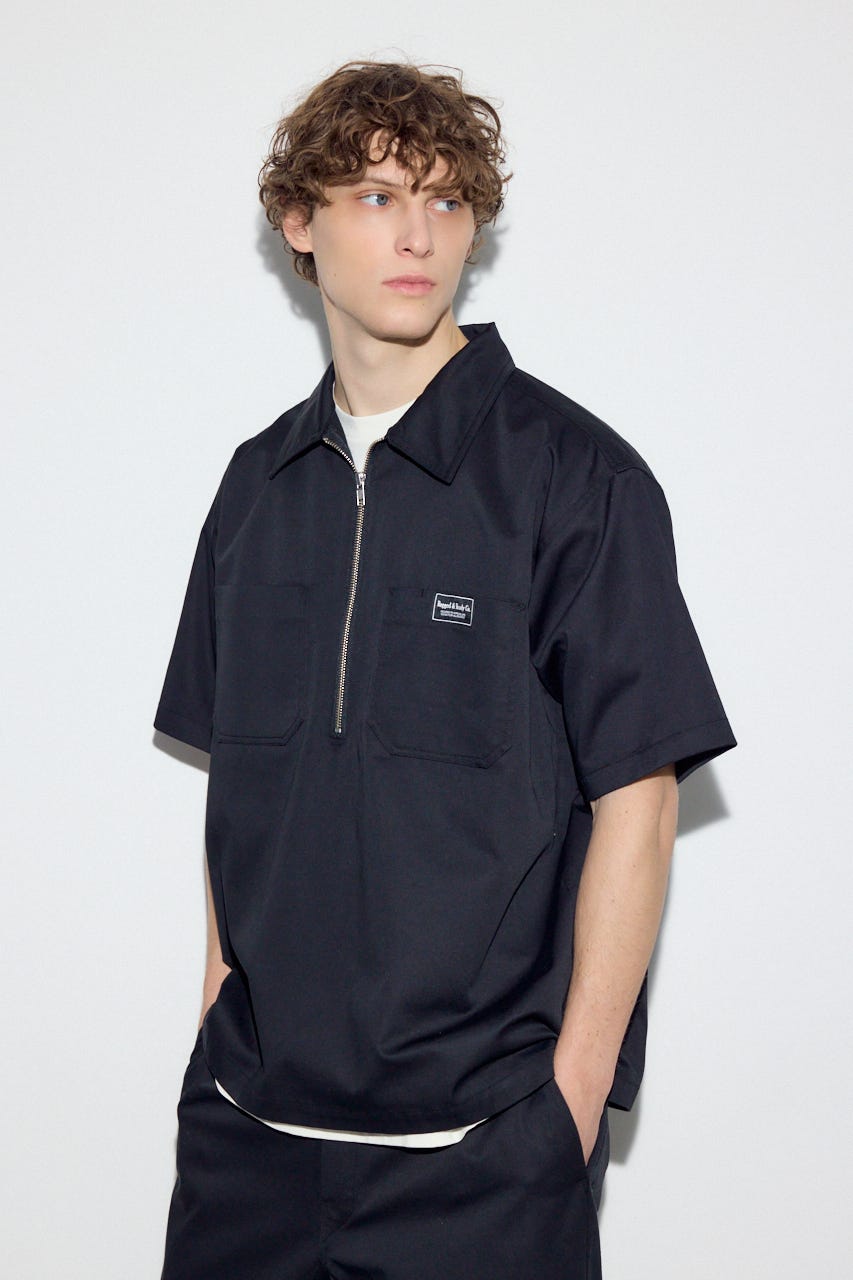 【SS先行アイテム】ハーフジップワークシャツ BLK L