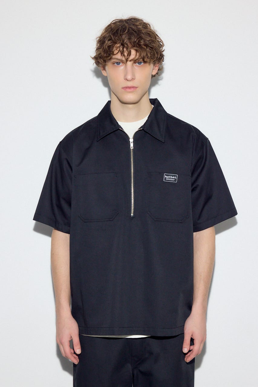 【SS先行アイテム】ハーフジップワークシャツ BLK L