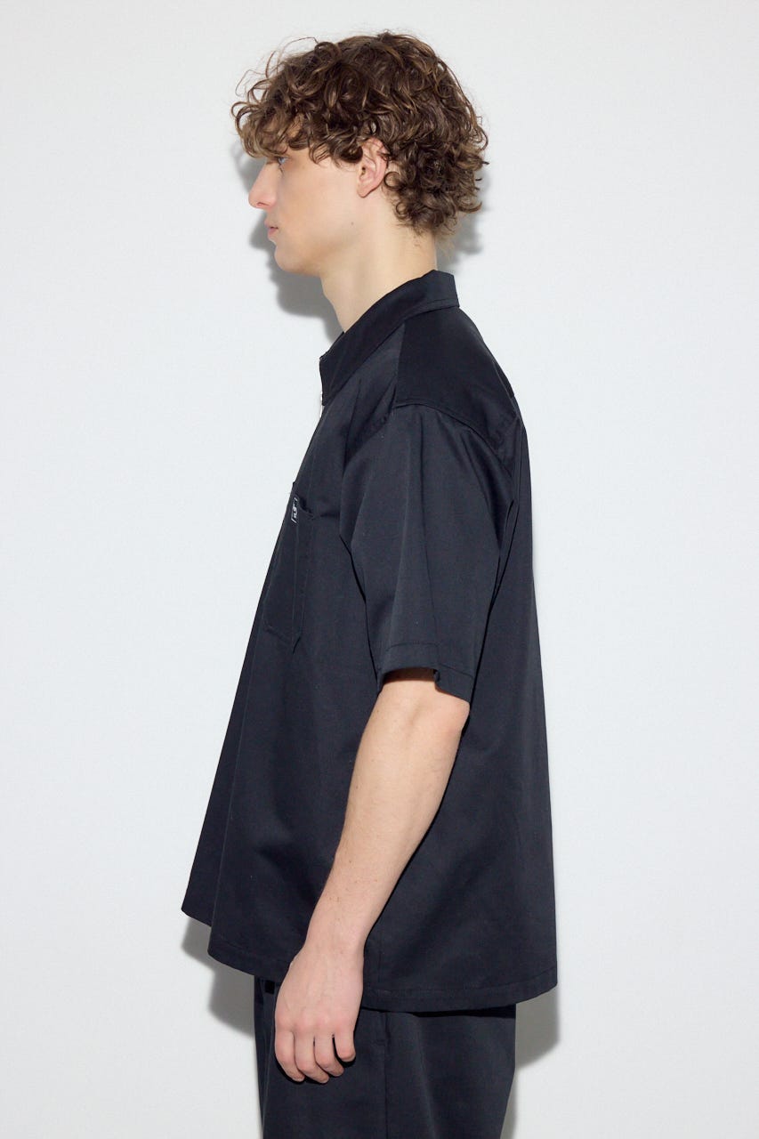 【SS先行アイテム】ハーフジップワークシャツ BLK L