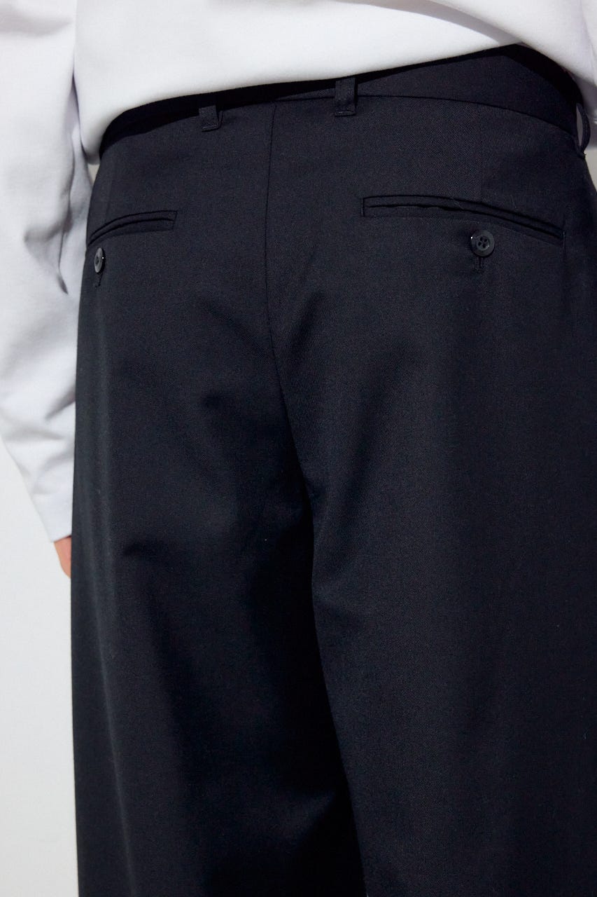 ワンタックワイドスラックス BLK L