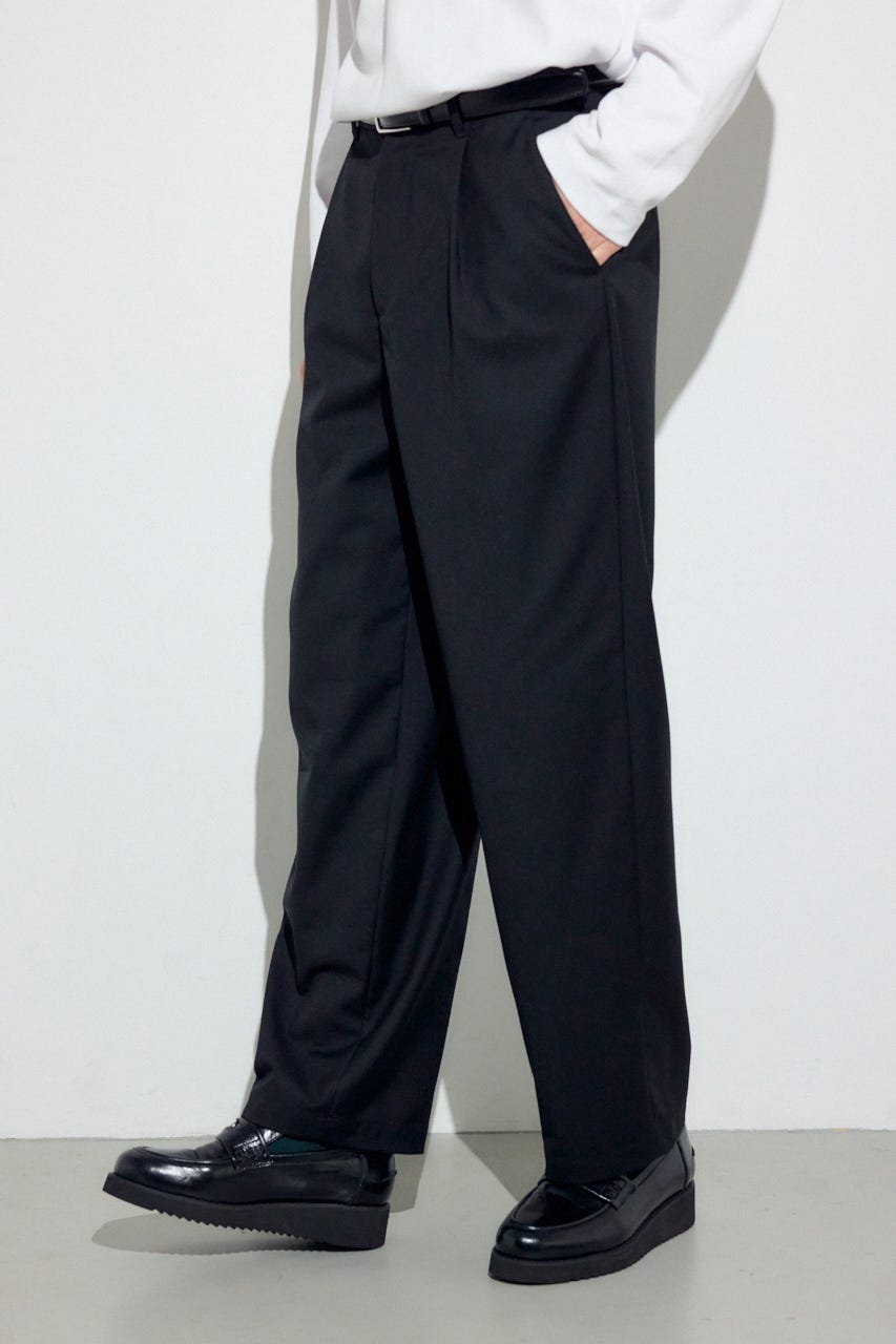 ワンタックワイドスラックス BLK L