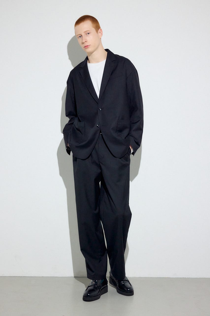 ワンタックワイドスラックス BLK L