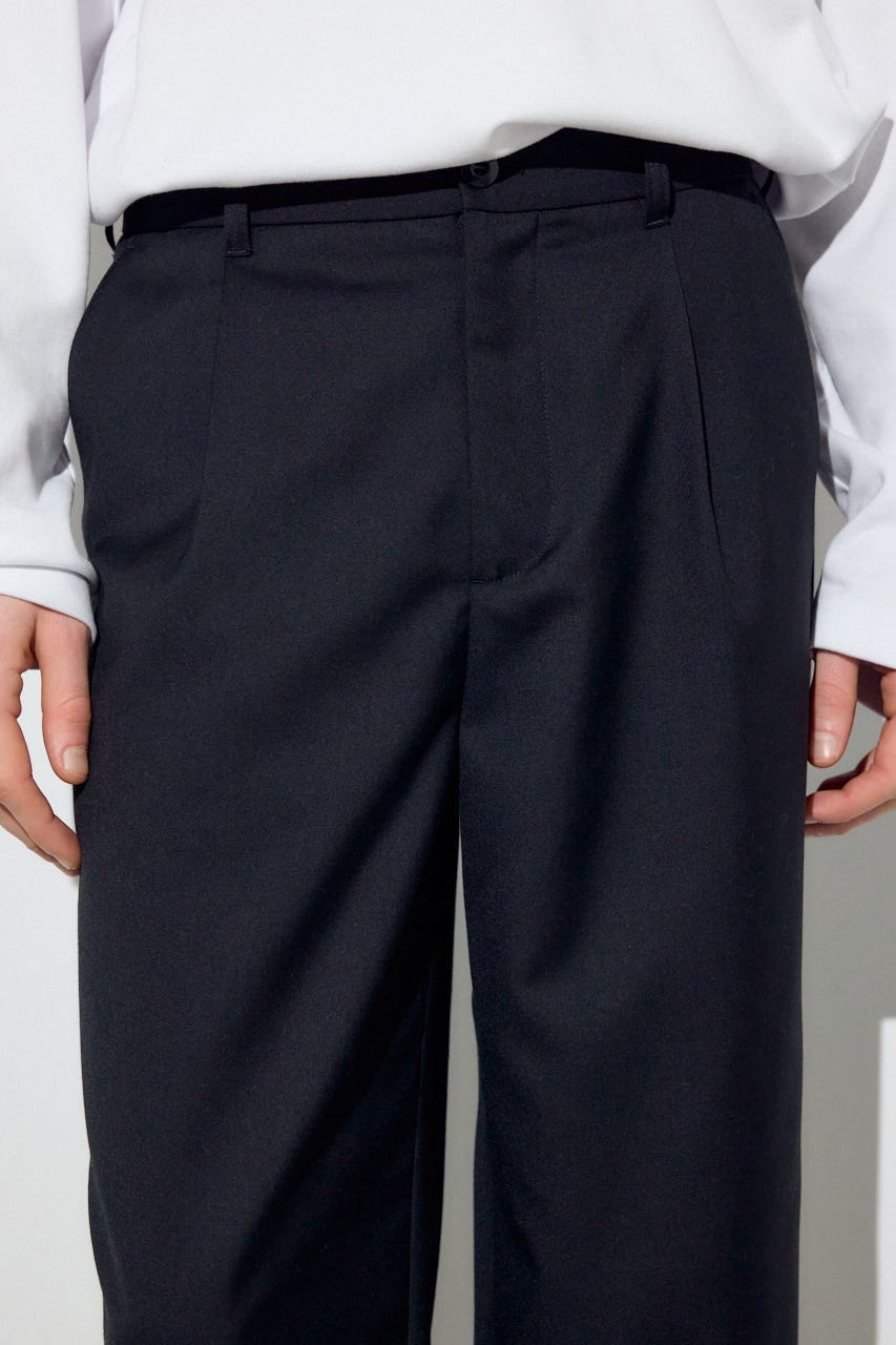 ワンタックワイドスラックス BLK L