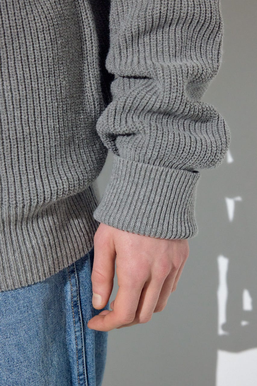 スタンドカラーWジップニット GRY L