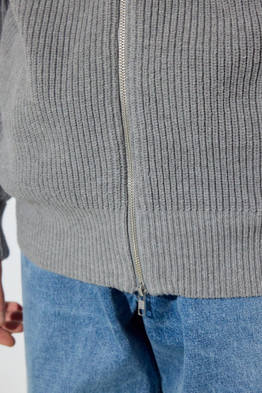スタンドカラーWジップニット GRY L