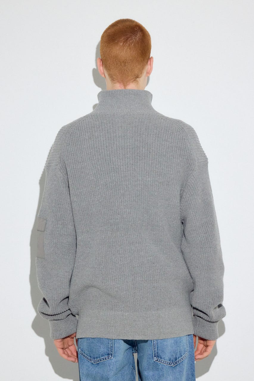 スタンドカラーWジップニット GRY L