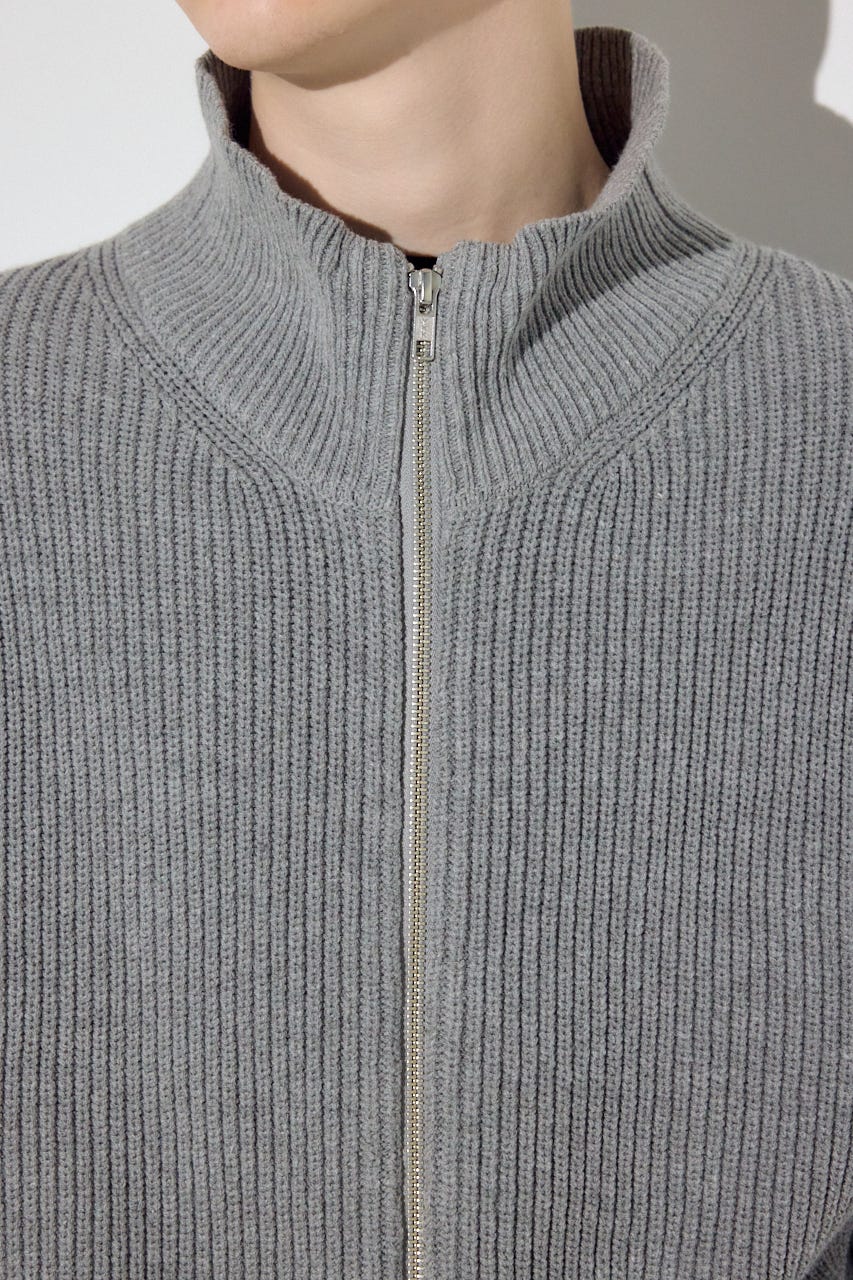 スタンドカラーWジップニット GRY L