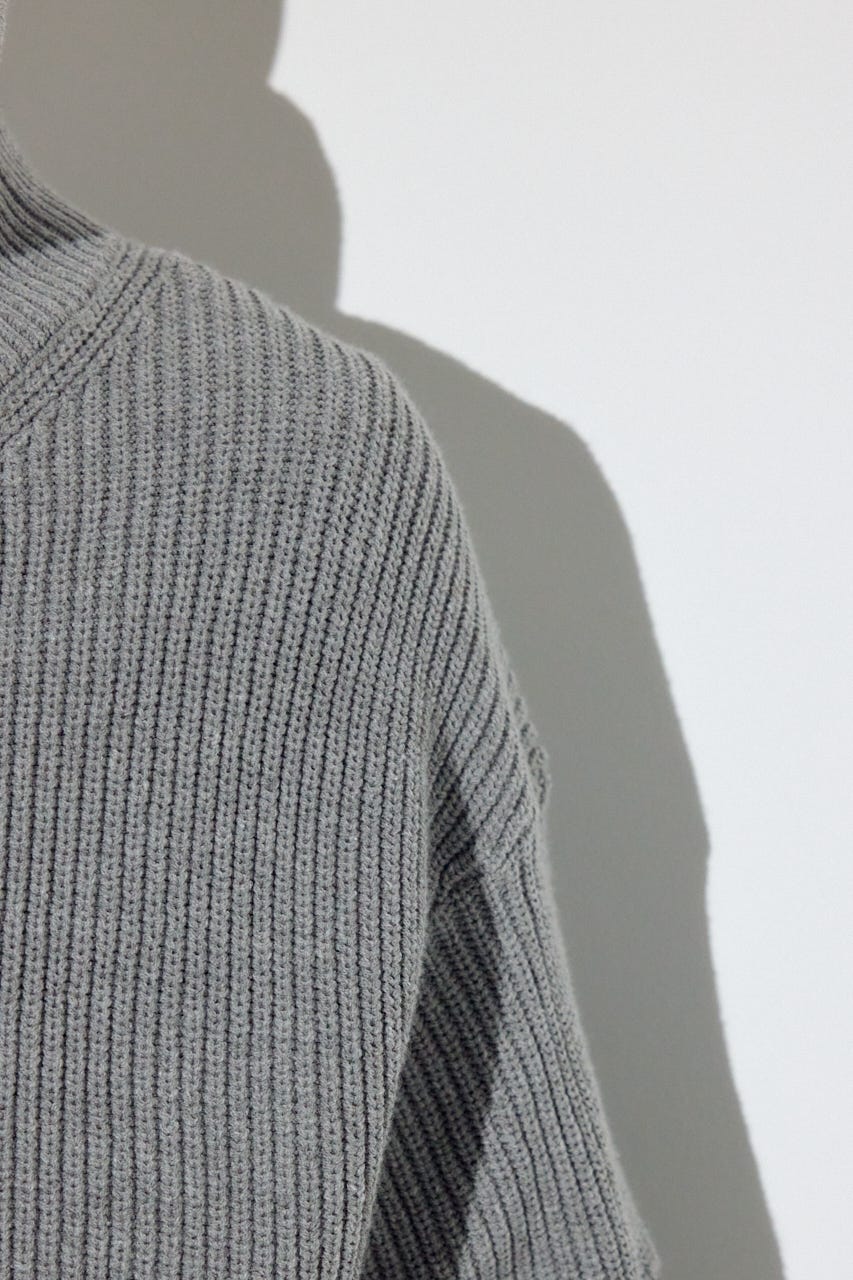 スタンドカラーWジップニット GRY L