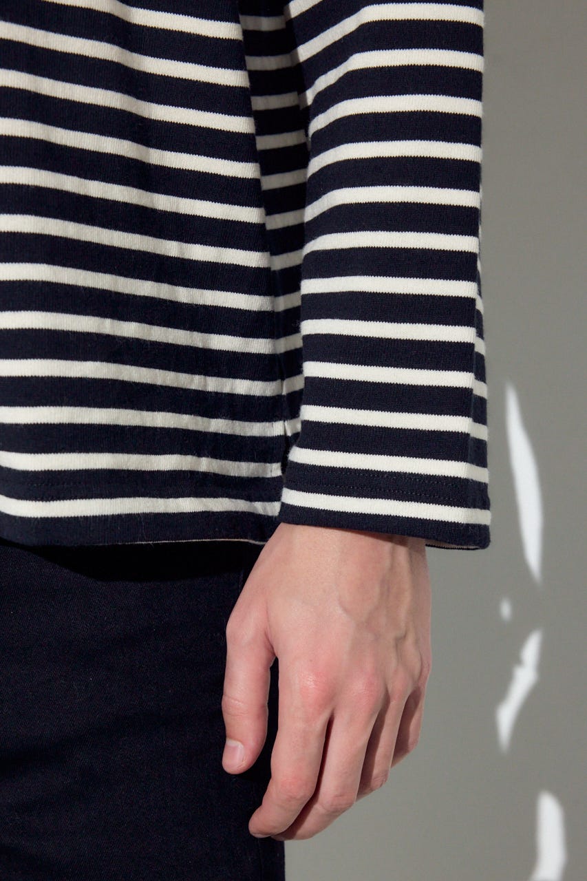 【SS先行アイテム】ボーダー長袖トップス 柄BLK L