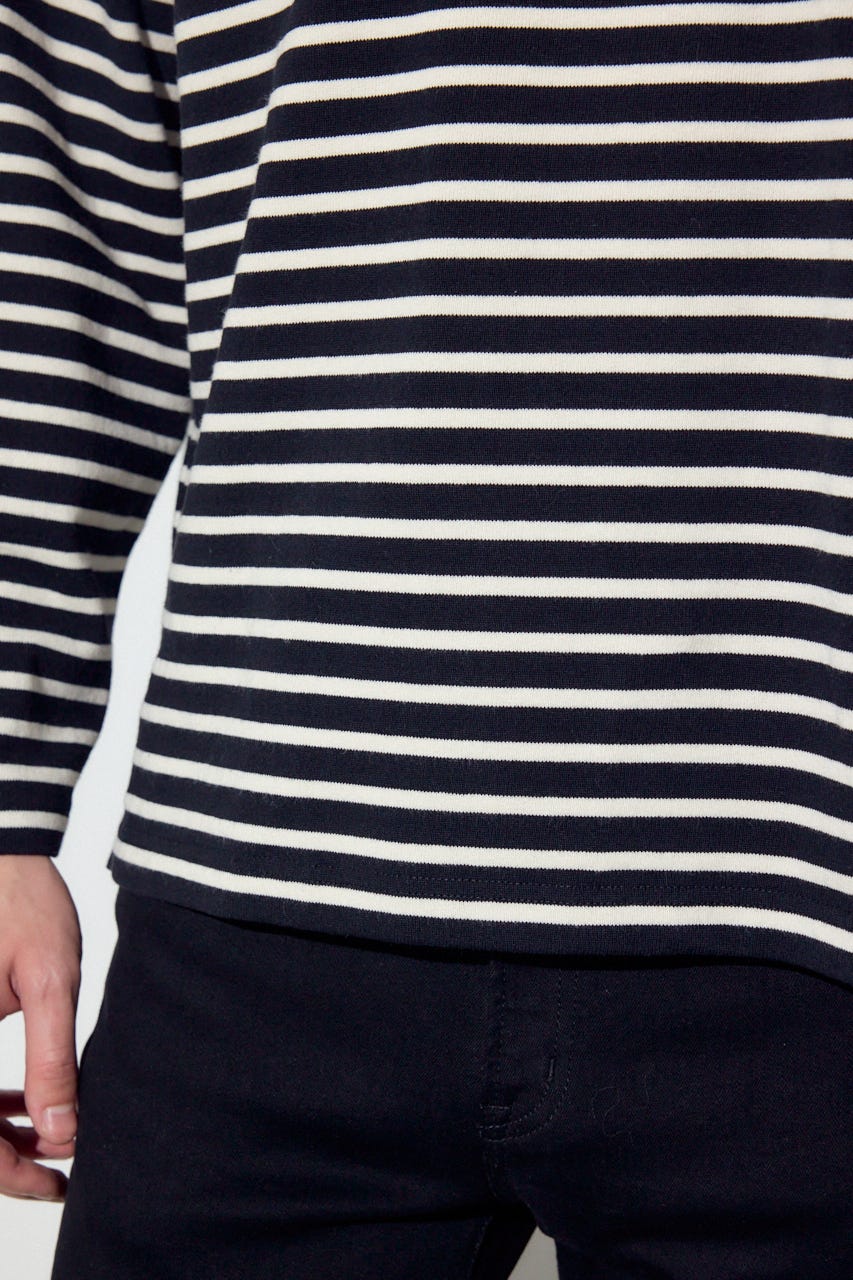 【SS先行アイテム】ボーダー長袖トップス 柄BLK L