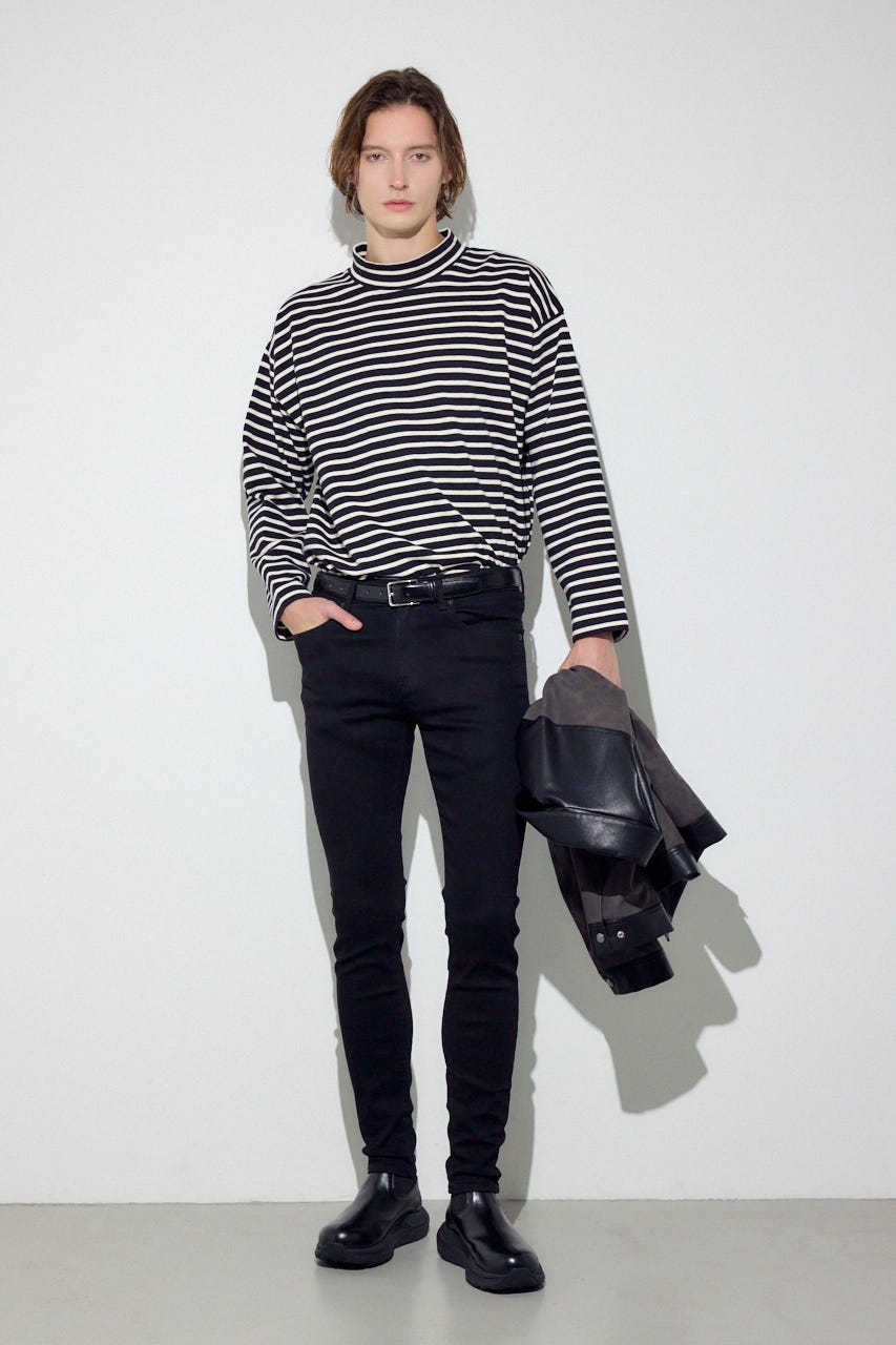 【SS先行アイテム】ボーダー長袖トップス 柄BLK L